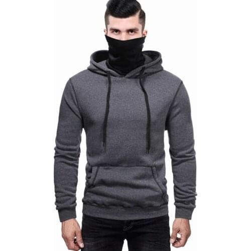 QRWR 2020 Autumn Winter New Mens Hoodies Casual Solid Color Hoodie Personality Turtleneck Pullover Sweatshirt Loose Hoodie