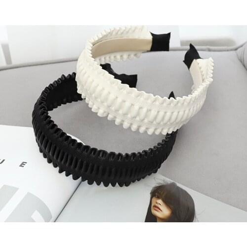 New style hair accessories leather wide-brimmed fold large intestine headband fashion flat lace temperament headhoop