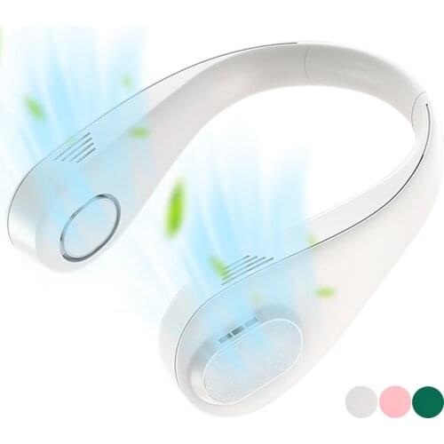 Hanging Neck Fan Rechargeable USB Portable Headphone Design Wearable Neckband Fan 3 Level Air Flow Leafless for Sports Office