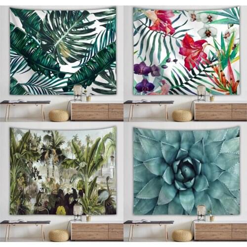 Dropship 3D Green Leaves Tapestry Tropical Plant Wall Hanging Farmhouse Home Decor Tapestry Tablecloth Bedspread Tenture Carpet