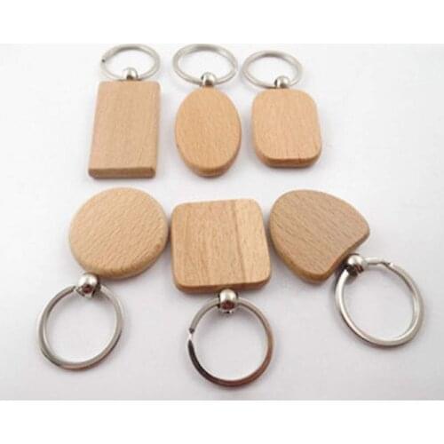 25x Blank Wooden Keychain Key Tags for Car Key Rings Hanging Pendants
