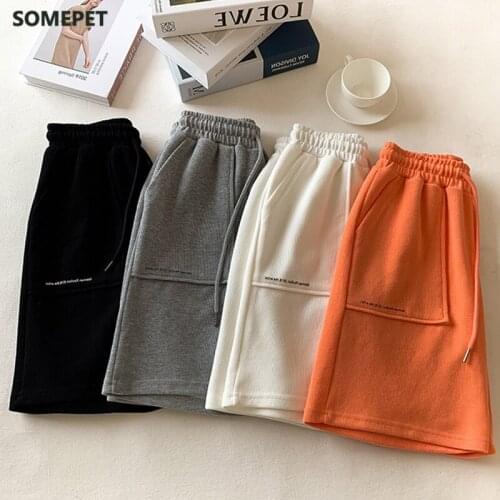 Casual Cotton Short Feminino 2021 Summer Korean Style Half Length Women Shorts High Waist Biker Shorts Solid Fitness