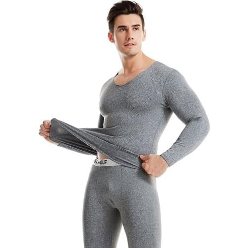 Thermal Underwear Sets For Men Winter Thermo Underwear Long Top+Pant Suits Warm Clothes Men Thick Thermal Clothing Solid;GA729