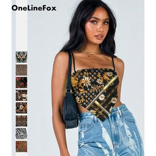 OneLineFox Cool 3D Printed Womens Tee Tops Sexy Camis Sleeveless Strapless Backless Summer Vests Breast Wrapping