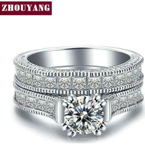 ZHOUYANG 2017 Recommended Luxury Cubic Zirconia Bijoux Fashion Wedding Ring Set Fashion Jewelry For Women DD023