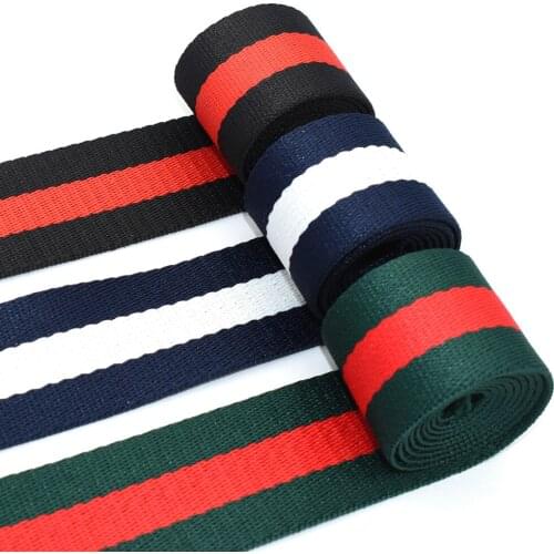 1.5"Cotton Stripe Webbing Bag Strap Fabric Ribbon Belt Canvas Webbing Pet Collar Webbing Knapsack Strapping for Textile Sewing