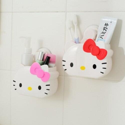 1-Piece Animal KitI Cat Toothbrush Rack Bathroom Cartoon Toothbrush Toothpaste Wall Mounted Suction Cup Rack Container Storage