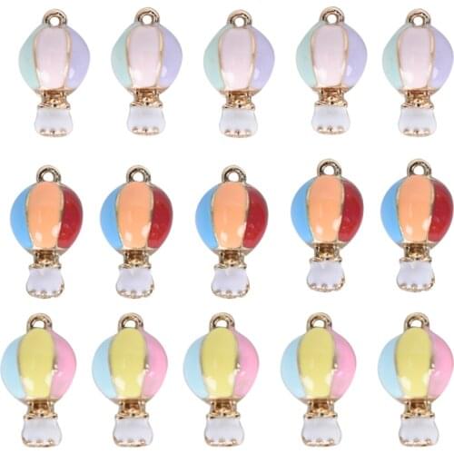 10Pcs/Set DIY Jewelry Accessories Tone Hot Three Color Air Balloon Enamel Charm Pendants For Earring Making