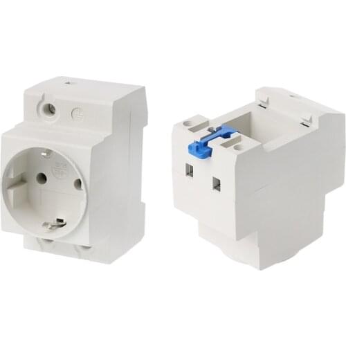 2Pcs EU type 35mm DIN Rail Mount AC Power AC30 Modular Socket 250V 10/16A AC Socket Connector