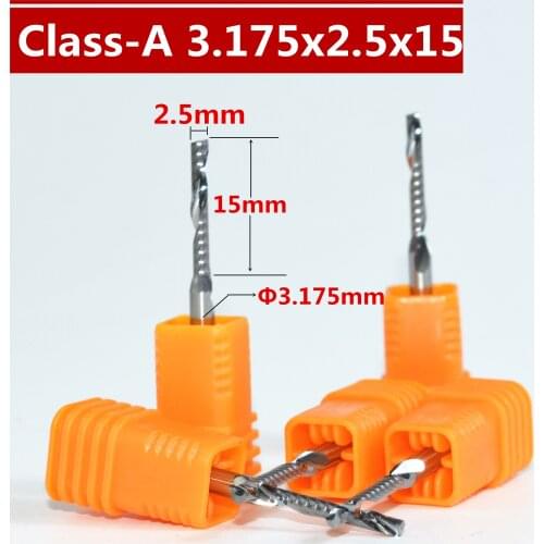 3.175mm*2.5mm*15mm,Freeshipping CNC Solid carbide woodworking bit,Tungsten Class-A1 Flute end milling cutter,MDF,PVC,Acrylic