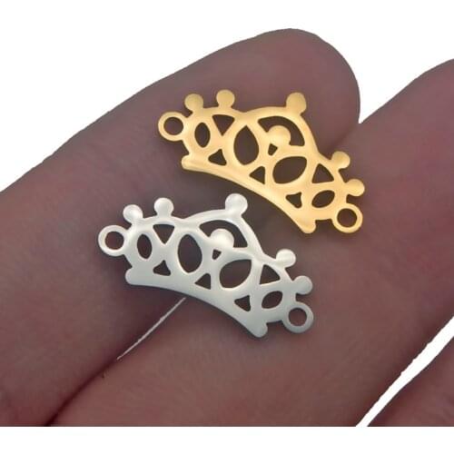 5pcs/Lot Stainless Steel Mirror Polish Queen Crown Charms Connector Fashion Jewelry Making DIY Handmade Necklace Bracelet Gifts