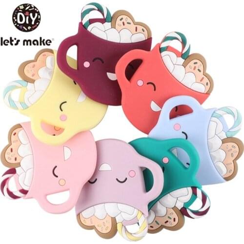 Lets Make 5pc Patented Baby Teethers Smiley Coffee Cup Bpa Free Silicone Pendant Teething Toy Pacifier Chain Silicone Teether
