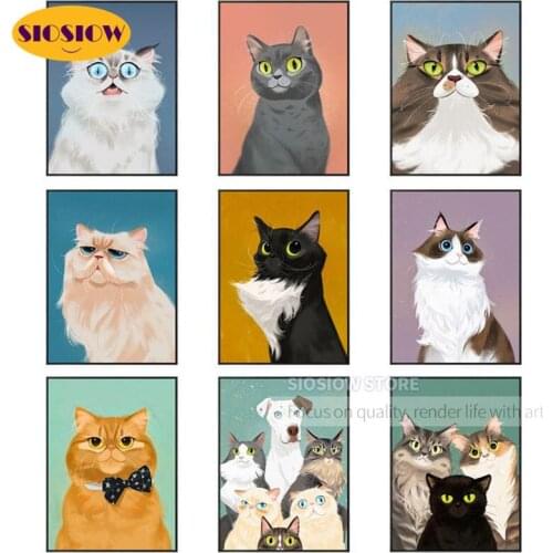 5D DIY Diamond Painting Cat Cartoons Cross-Stitch Full Square 3D Rhinestones Embroidery Gifts For Kids Children Room Decoration