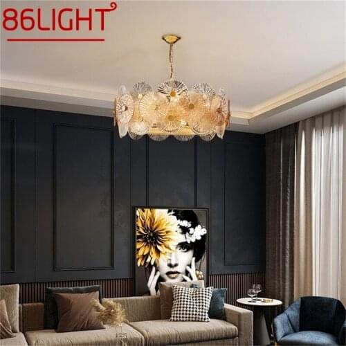 86LIGHT Chandelier Gold Pendant Lamp Postmodern Home Round Light Fixture for Living Dining Room