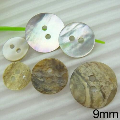 9-25mm 50PCs Natural Shell Sewing Buttons Color Mother of Pearl MOP Round Shell Button Sewing Accessories 2-Holes Button