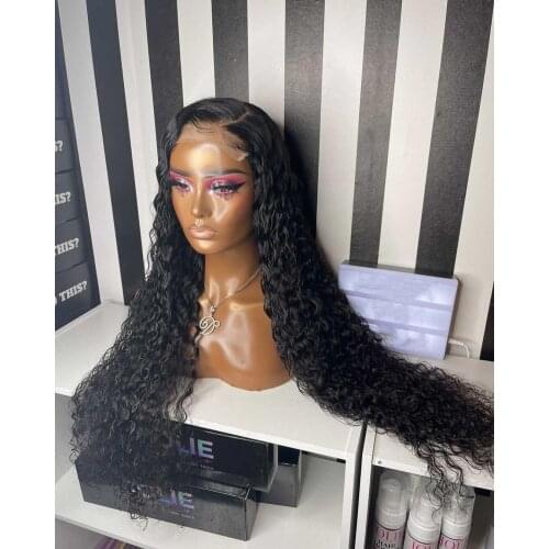 Black Curly for Women Lace Wigs with Baby Hair Synthetic Lace Front Wigs Heat Resistant Fiber Hair Glueless Replacement