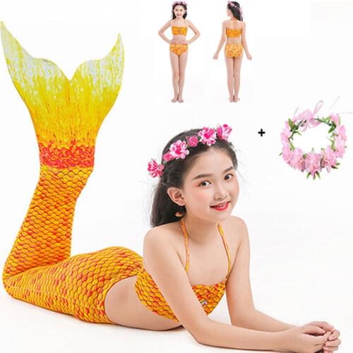 2021 Girls Cosplay Swimmable Mermaid Tail Princess Dress Kids Halloween Mermaid Costume Swimsuit Birthday Children Beach Clothes