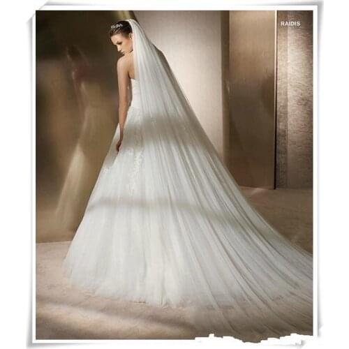 Elegant Bridal Veil With Cut Edge Cathedral Length Two Layers Tulle White/Ivory Hotselling Wedding