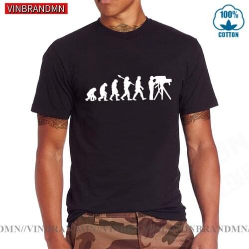 Evolution of Cameraman Mens T-Shirt Fashion Women TV Show Movie Camera Man Mens Unique Cotton Short Sleeve O-Neck male T Shirts