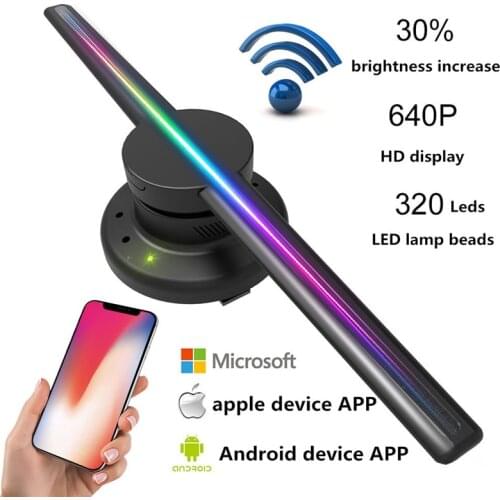3D Holographic Projector Light Upgraded Wifi Hologram Player LED Display Fan Advertising Light APP Control 320Leds Logo Lights