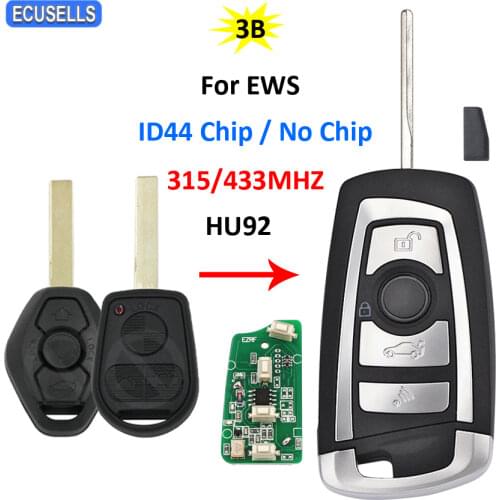 3 Button Remote Car Key 315MHZ 433MHZ ID44 PCF7935 Chip HU92 Uncut Blade for BMW EWS 325 330 318 525 530 E38 E39 E46 M5 X3 X5