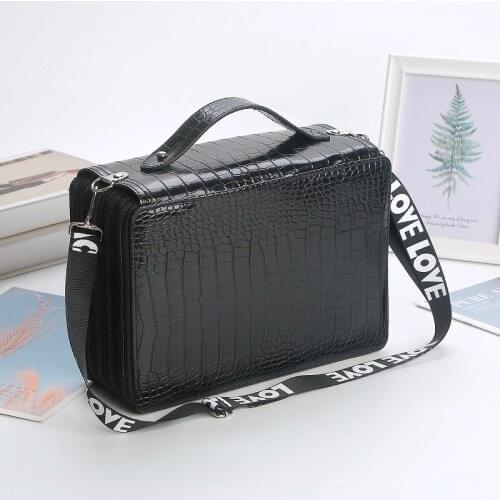 252 Hole Crocodile Pattern Leather Shoulder Pencil Storage Bag Art Painting Stationery Bag Fashion Student Gift Art Supplies Box