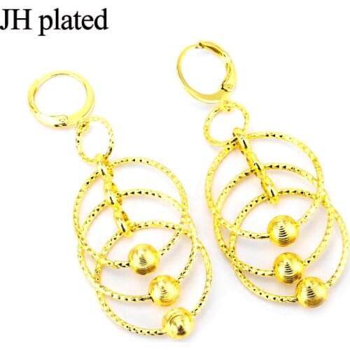 JHplated Africa Earrings round for Women / Girl, 24k Arab Ethiopian Eritrea Jewelry Mom Gifts