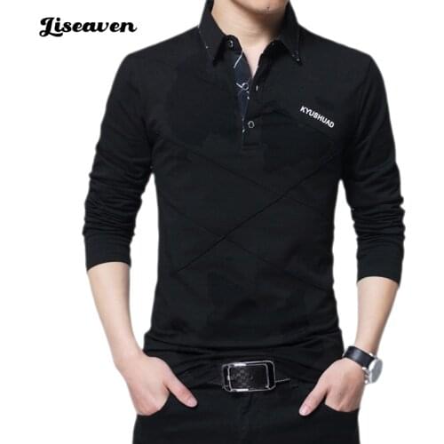 Liseaven Mens T Shirt Long T-shirt Turn-down Striped Designer T-shirt Slim Fit Loose Casual Cotton T Shirt Male Plus Size