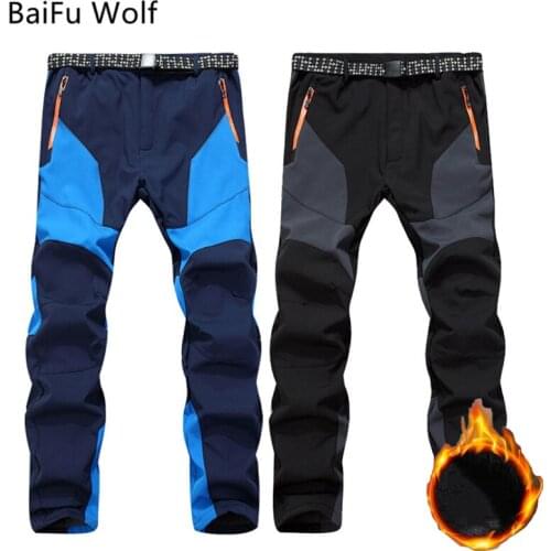 Men Winter Windproof Hiking&camping Pants Male Waterproof Outdoor Trekking Pants Sports Patchwork Softshell Trousers