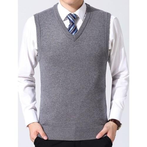 Sweater Men Fashion Sleeveless Knitted Vest Male V-Neck Formal Business Homme Casual Knitwear Solid Mens Woolen Sweaters Vest