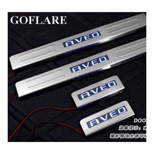 For Chevrolet Aveo accessories 2009-2014 illuminated door sills scuff plate cover thresholds led welcome petal protector strip
