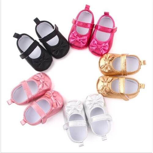 2020 New Baby Shoes Soft Sole Infants PU First Walkers Lovely Bowknot Newborn Girls Princess Shoes