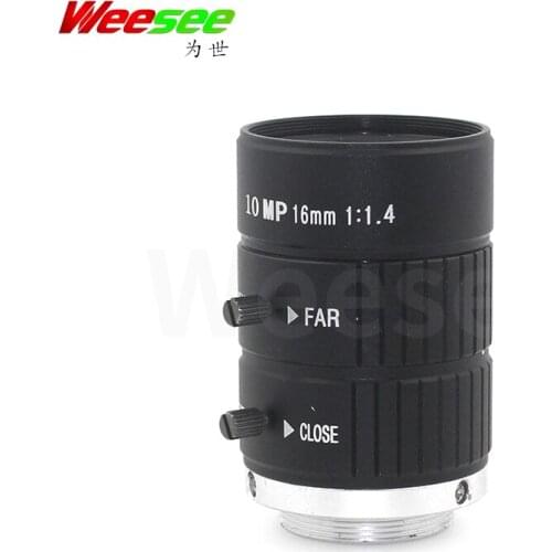 WS 16mm 10MP 10 megapixel HD CCTV lens 1'' C mount inspection lens fixed manual iris focus zoom lens for CCTV camera
