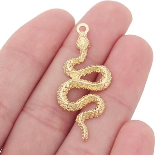 10 x Gold Tone Metal Cobra Wild Snake Charms Pendants for DIY Earrings Necklace Jewelry Making Accessories 43x17mm