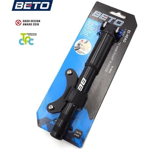 Beto CLD-038 Bicycle Pump Portable Bike Mini Pump with Gauge compatible Presta and Schrader Hi-Pressure/Hi-Volume switchable