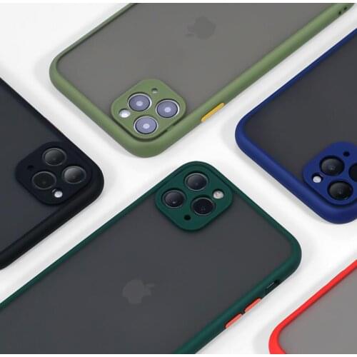 Shockproof Armor Matte Case For iPhone 12 11 Pro Xs Max X XR 8 7 6 Plus SE 2020 Luxury Silicone Bumper Clear Hard PC Cover Funda