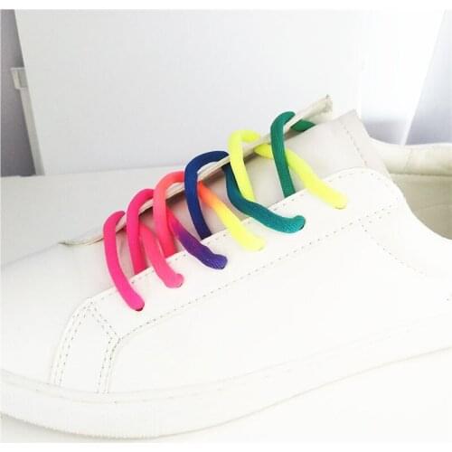 Rainbow 1Pair Canvas Shoelace Casual Chromatic Round Shape Colour Children Shoelaces Colorful Laces Rainbow Shoes Shoe Laces
