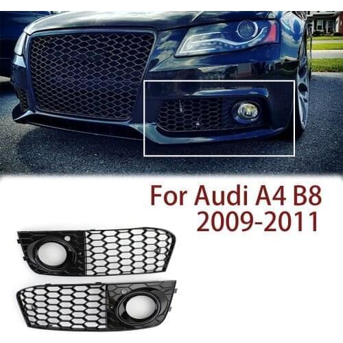 For Audi A4 B8 RS4 2009 2010 2011 Honeycomb Mesh Fog Light Open Vent A4 Grille Intake Cover 8KD807682 Holder Grill Parts