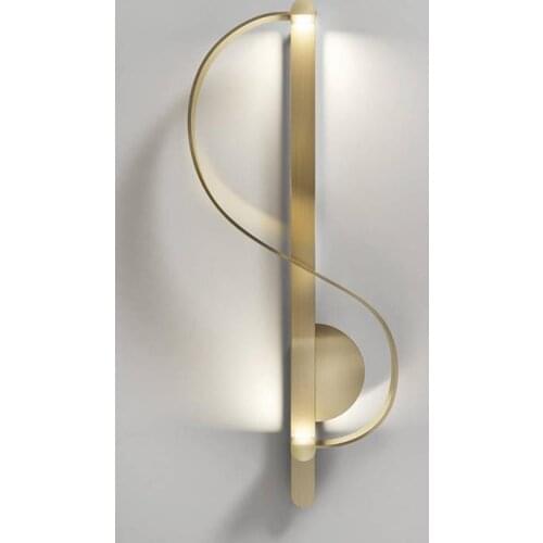 Post modern simple living room atmospheric bedside study corridor corridor Hotel fashion designer all copper wall lamp