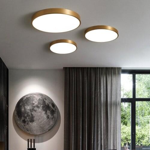 Modern Led Ceiling Lamp For The Bedroom Study Room Kitchen Copper Round Indoor Lighting Fixtures Suspension Luminaire Design