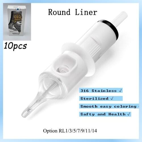 10pcs Tattoo Cartridge Needles RL1 RL3/RL5/7/9/11/14 Tattoo Rotary Machine Permanent Makeup Tattoo Cartridge Needles