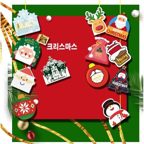 1set/20pcs Creative Cartoon Handmade Christmas Gift Card DIY Happy New Year Postcards Christmas Greeting Cute Thank You Cards