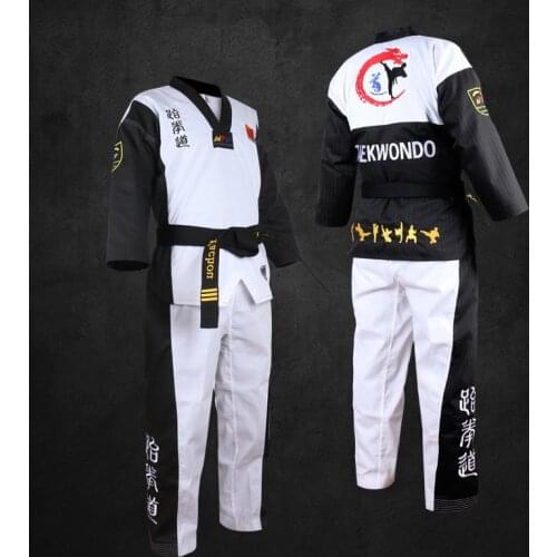 Children Adult Men Taekwondo Karate Uniform Poomsae TKD Dobok Red Blue Black Kids Taekwondo Clothes With Pants Suit WTF Approved