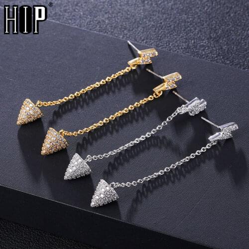 Hip Hop 1Pair Bling Zircon Micro Paved Iced Out Rhinestone CZ Stone Stud Earring Copper Earrings For Men Women Jewelry