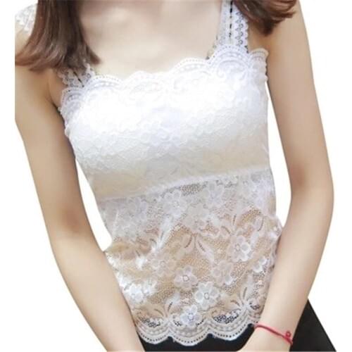 2019 New Arrival Women Based Sleeveless Lace Vest Tank T-Shirt Sexy Black White Cotton Tees Fashion Summer Outfits Slim Tops 648