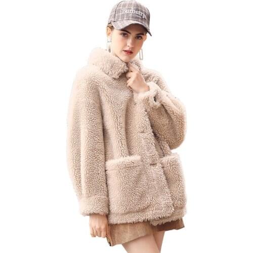 Sheep Real Shearling Fur Coat Female Jacket 2020 Winter Jacket Women 100% Real Wool Coats Korean Short Outwear MY3812 s