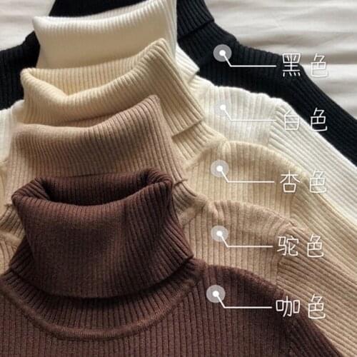 2021 Spring and AutumnThin section Sweater Women Knitted Ribbed Pullover Sweater Long Sleeve Turtleneck Slim Jumper Soft Warm