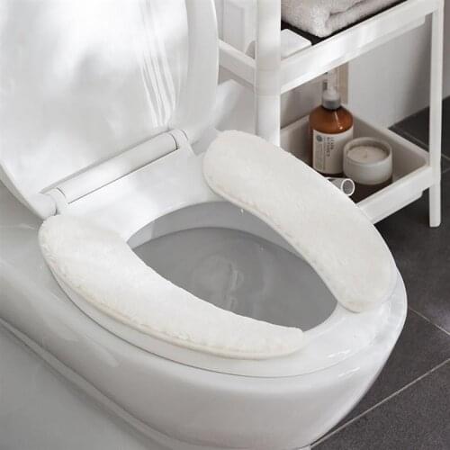 1 Pair Toilet Seat Cover Adhesive Washable Toilet Seat Pad Thicken Soft Toilet Seat Cushion Home Decoration
