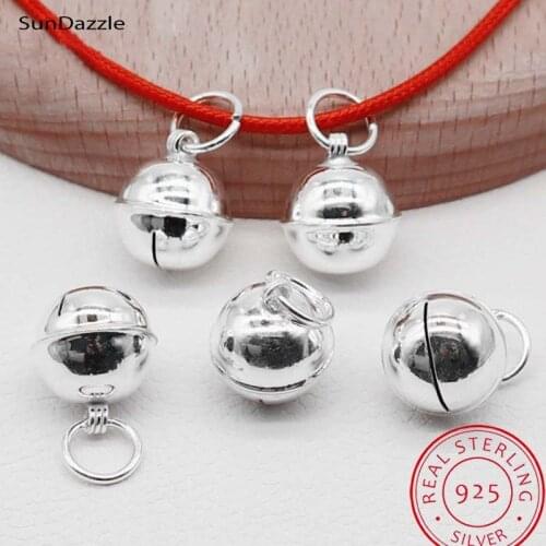 2pcs Real Pure Solid Plain 925 Sterling Silver Pendants 6-10mm Ringing Bell Necklace Bracelet Pendant Jewelry Making Findings