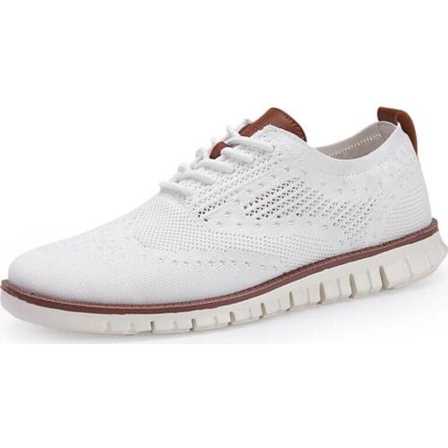 2020 New Casual Knitted Mesh Mens Shoes Solid Shallow Lace Up Lightweight Soft Men Sneakers Shoes Breathable Man Footwear Flats